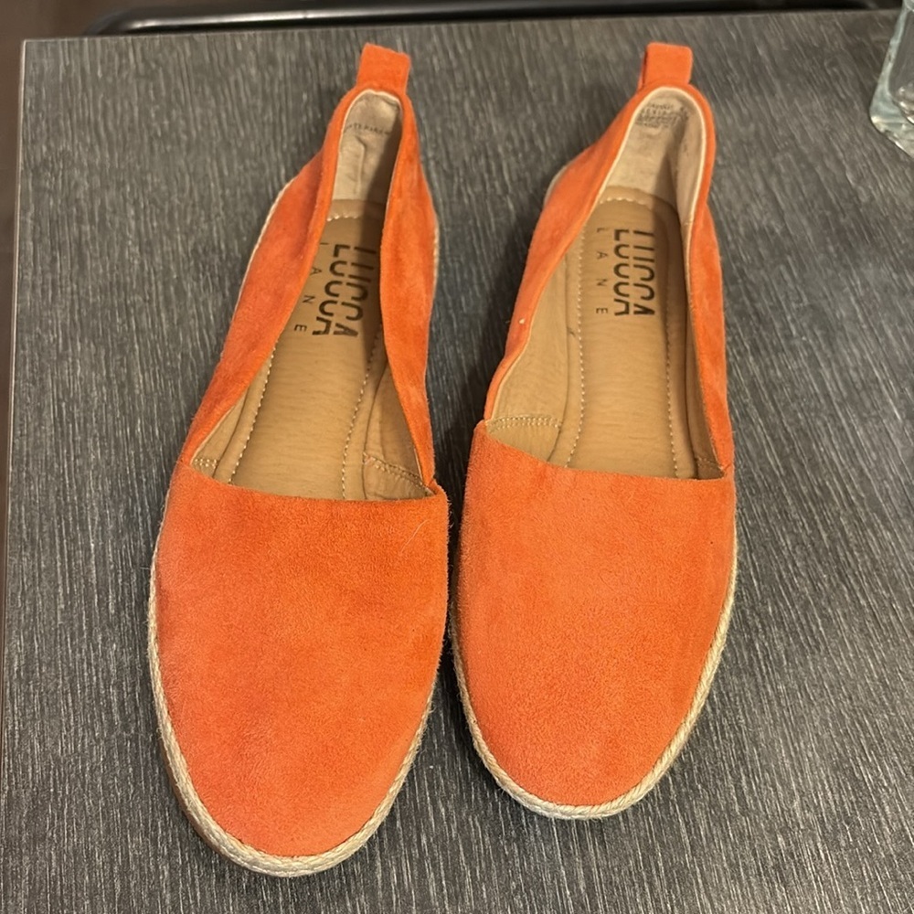 LUCCA LANE Womens Orange Naomi Round Toe Slip On Espadrille Shoes size 6 - Picture 2 of 7